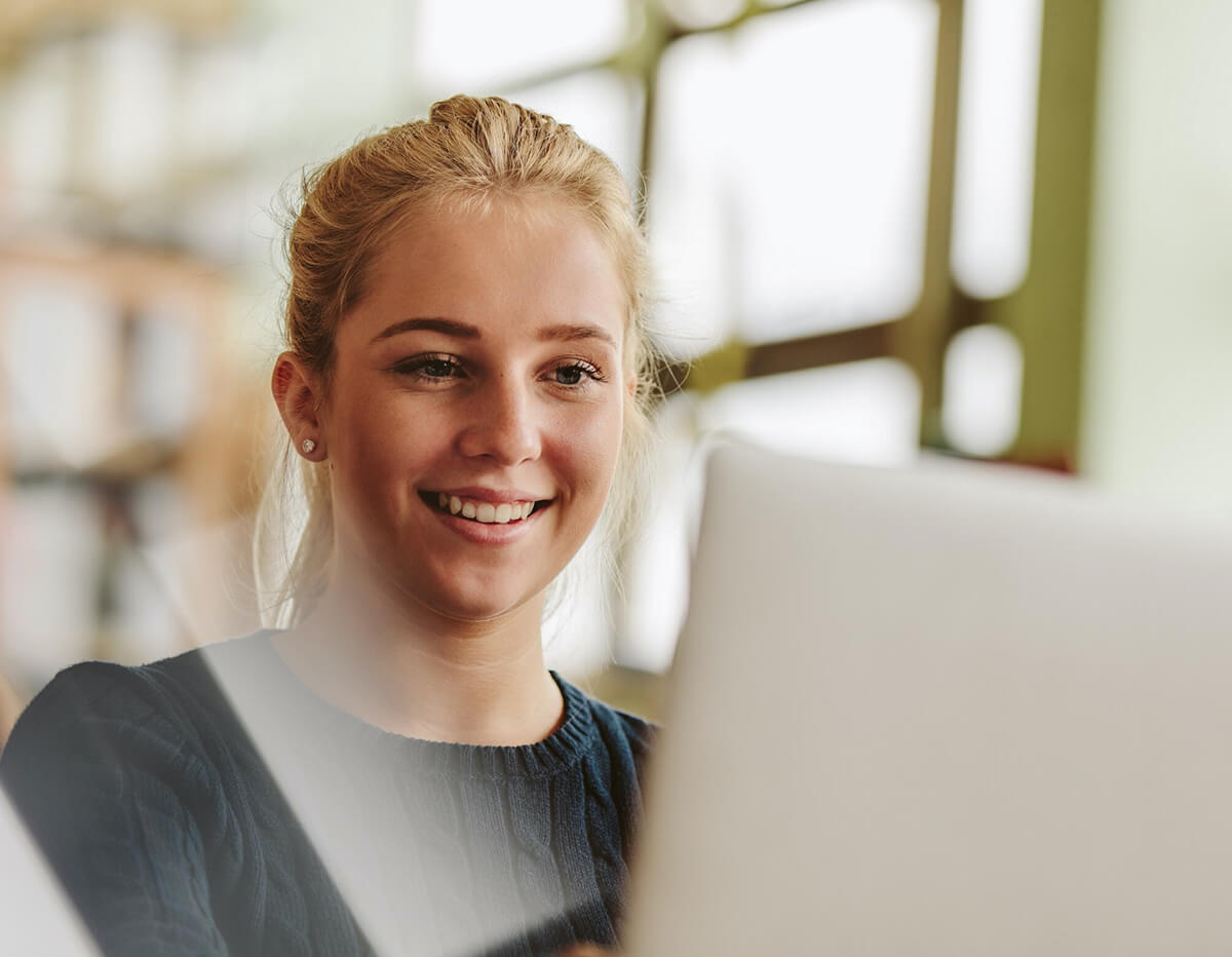 Girl looking at computer
