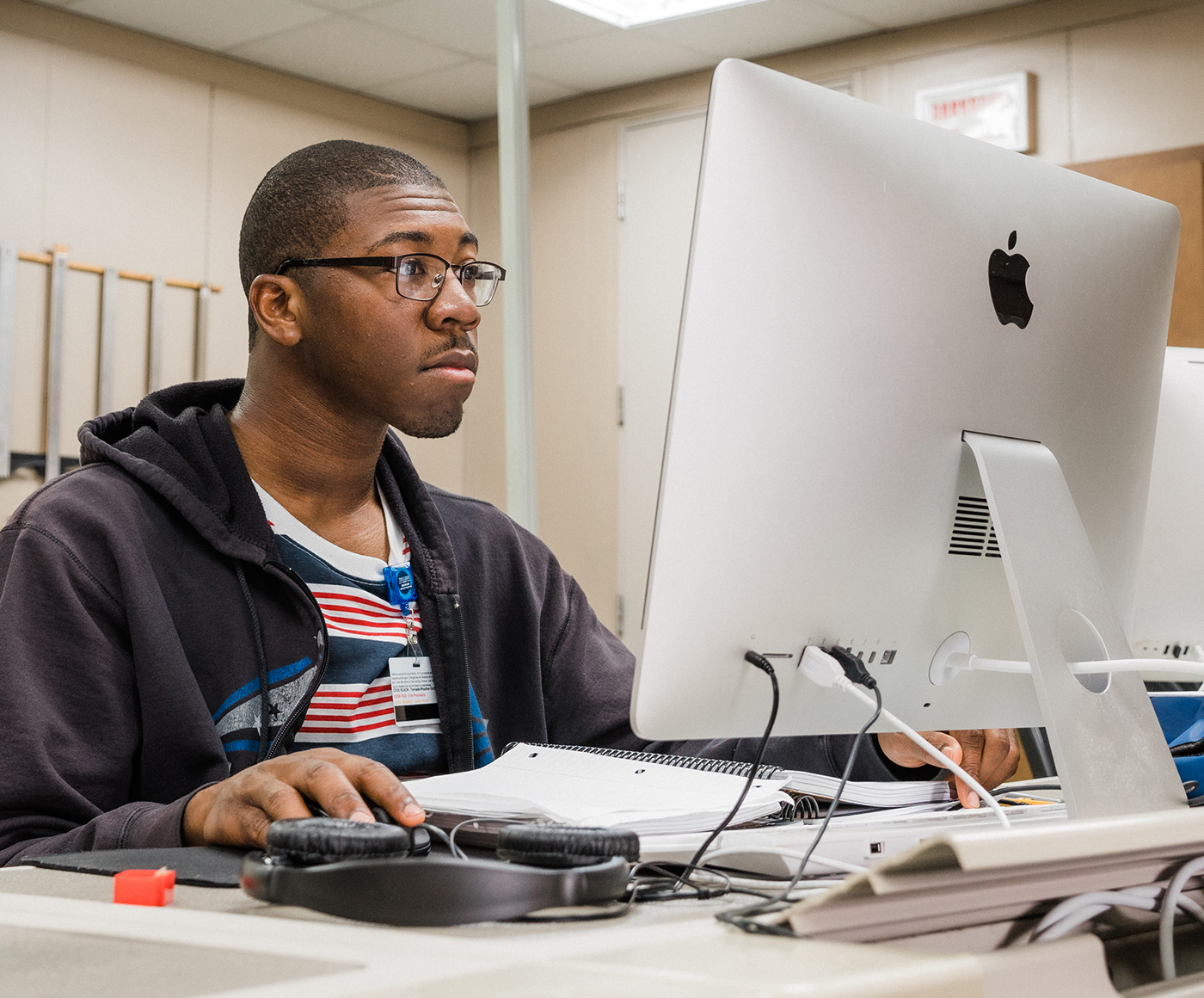 student on a computer