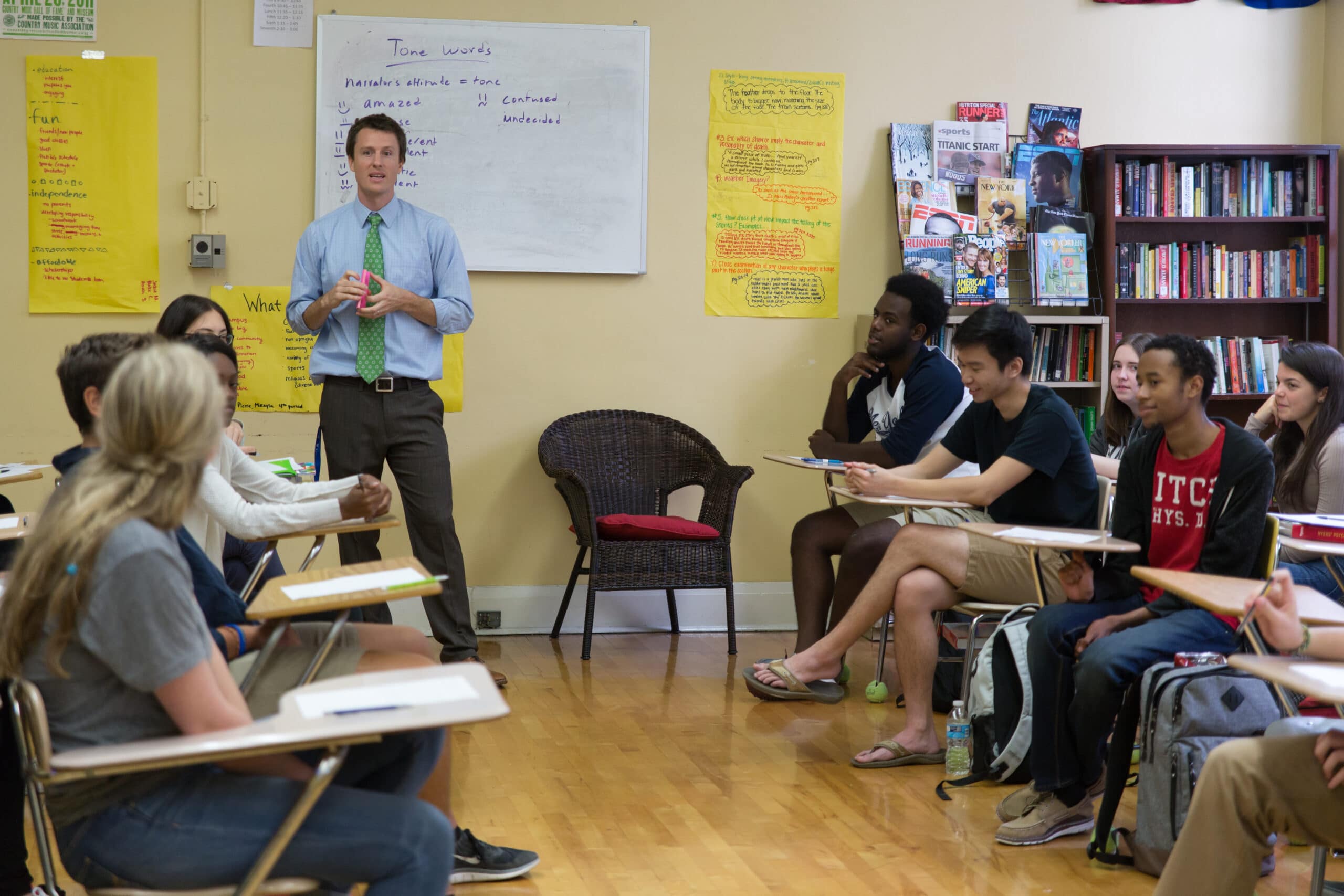 teacher and students in a classroom